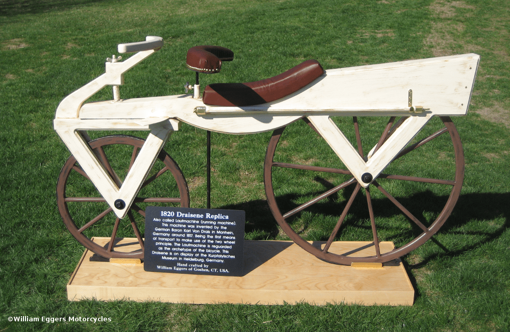 Bill Eggers: Image of 1820 Draisene Replica - Bike with Sign